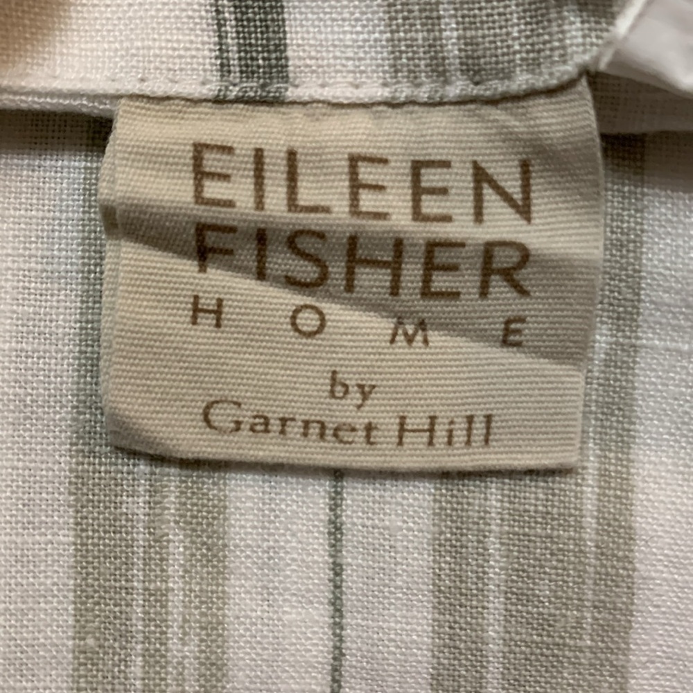 Eileen Fisher Home Garnet Hill White&Gray Striped Linen Duvet Double/Queen 88x94 - Picture 6 of 8